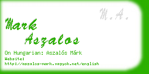 mark aszalos business card